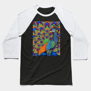 Colorful Paisley Peacock Rainbow Bird Baseball T-Shirt